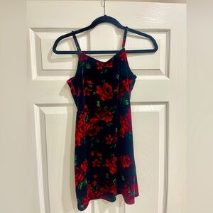 Floral Black and Red Dress